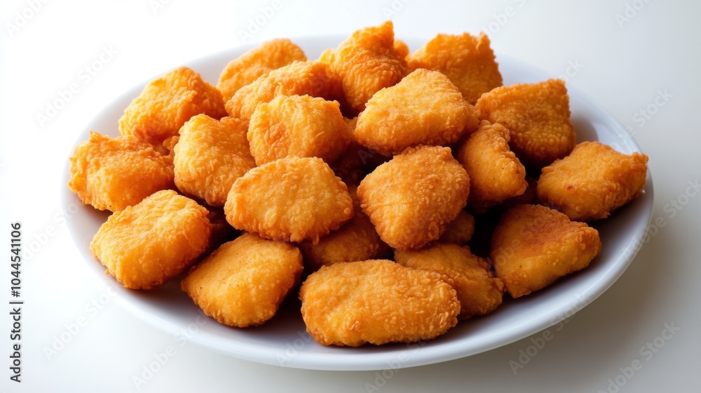 Crispy Chicken Nuggets on a Plate - Delicious Fried Food Crispy Chicken Nuggets on a Plate - Delicious Fried Food