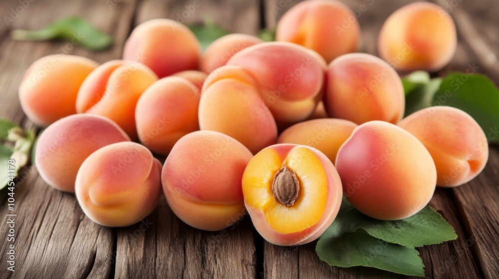 Ripe Apricots on Wooden Background - Fresh Fruit Still Life Ripe Apricots on Wooden Background - Fresh Fruit Still Life
