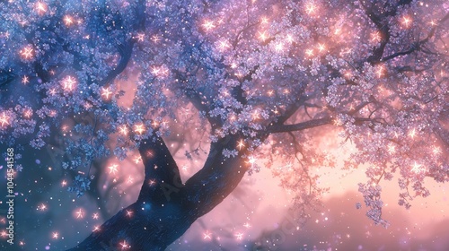 Blossoming Tree of Stars   Glowing Cosmic Landscape with Ethereal Celestial Branches