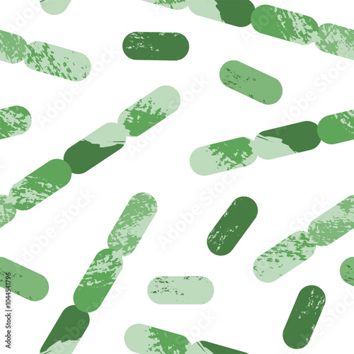 Lactobacillus, Acetobacterium. Probiotics. Lactic acid bacteria. Good bacteria and microorganisms for gut and intestinal flora health. Microbiome. Vector medical seamless pattern