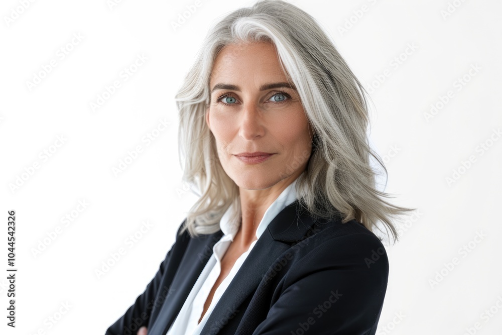 Beautiful mature business woman isolated on white background. Beautiful mature business woman isolated on white background.
