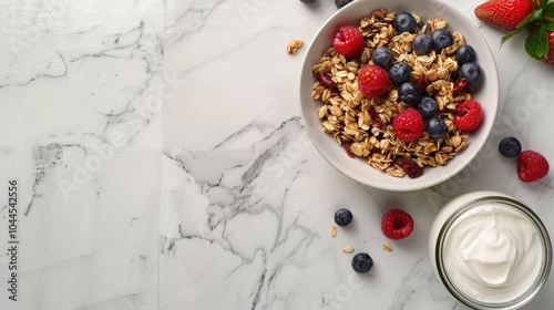 Nutritious Granola and Yogurt with Fresh Berries