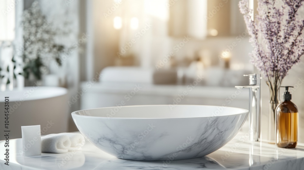 Modern Bathroom Design with Marble Sink and Faucet Modern Bathroom Design with Marble Sink and Faucet