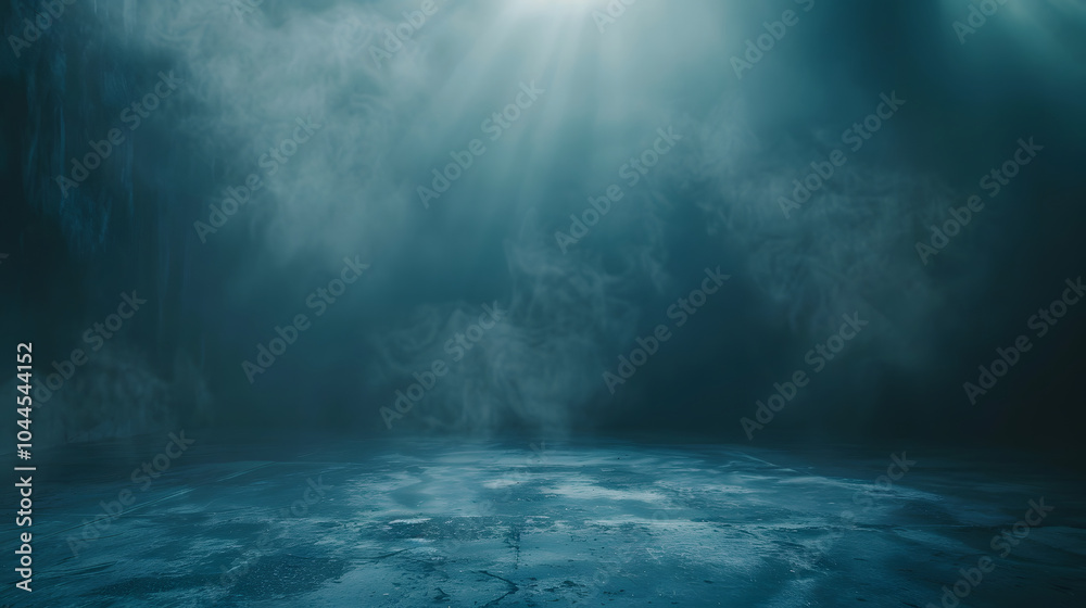 A dark room with a lot of smoke and steam. The room is empty and the only thing visible is the smoke A dark room with a lot of smoke and steam. The room is empty and the only thing visible is the smoke