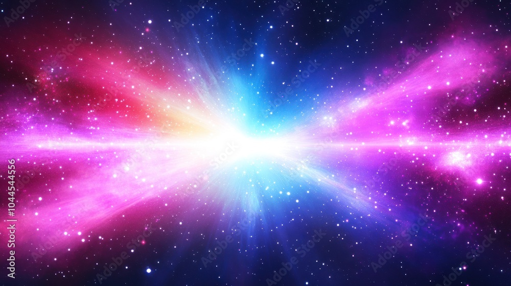 Obraz premium A vibrant cosmic explosion in space, showcasing colorful nebulae and starlight.