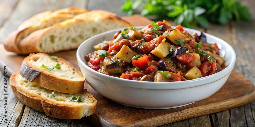 Sicilian eggplant dish with bread Sicilian eggplant dish with bread
