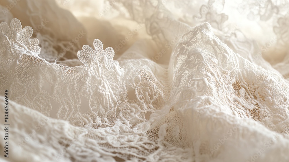 Close-up of Delicate White Lace Fabric Close-up of Delicate White Lace Fabric