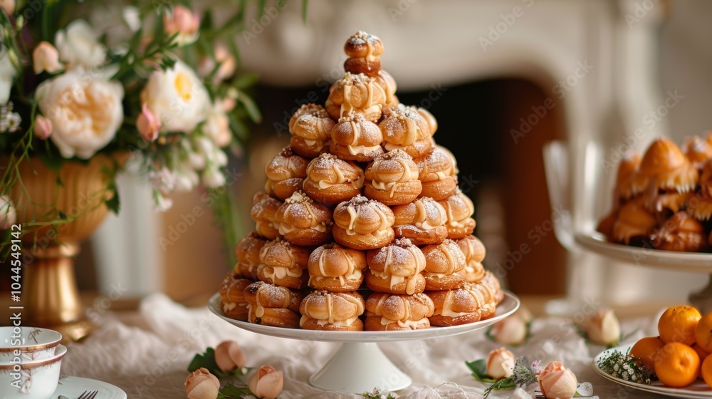 Naklejka premium Delicious Pastry Tower Dessert for Wedding or Event