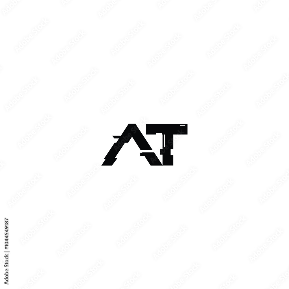 Obraz premium AT monogram logo design letter text name symbol monochrome logotype alphabet character simple logo