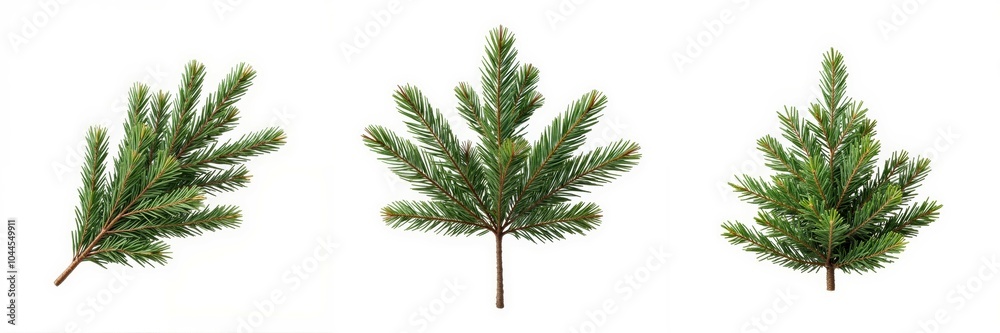 Pine branch, white isolate background Pine branch, white isolate background