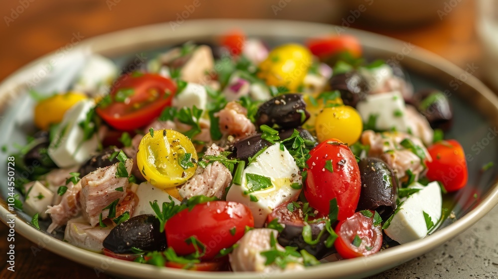 Mediterranean Salad with Feta  Olives  and Cherry Tomatoes