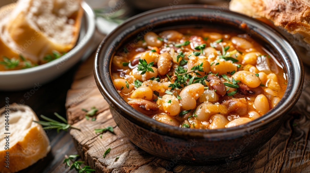 Delicious Bean Soup with Herbs and Crusty Bread Delicious Bean Soup with Herbs and Crusty Bread