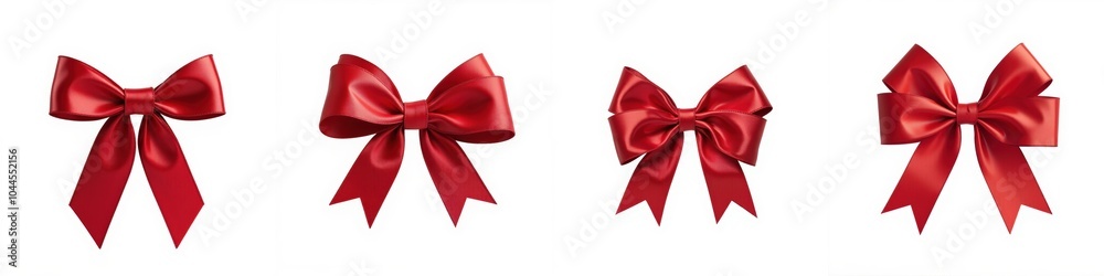 Red decorative bows, white isolate background Red decorative bows, white isolate background