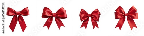 Red decorative bows, white isolate background