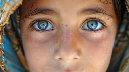 Closeup Portrait of a Child with Blue Eyes