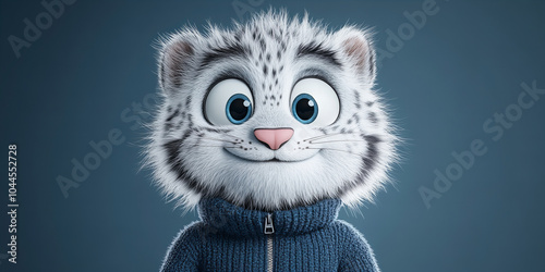 Charming cartoon tiger banner vibrant expression blue sweater aqua background playful energy joy
