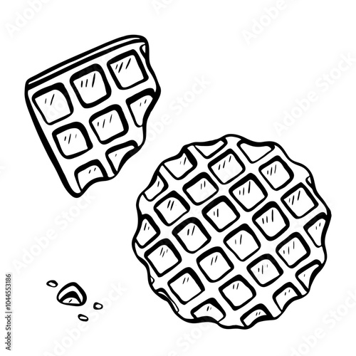 Indulge in Delicious Waffle Pieces Perfectly Crafted for Both Desserts and Snacks. Vector sketch illustration. 