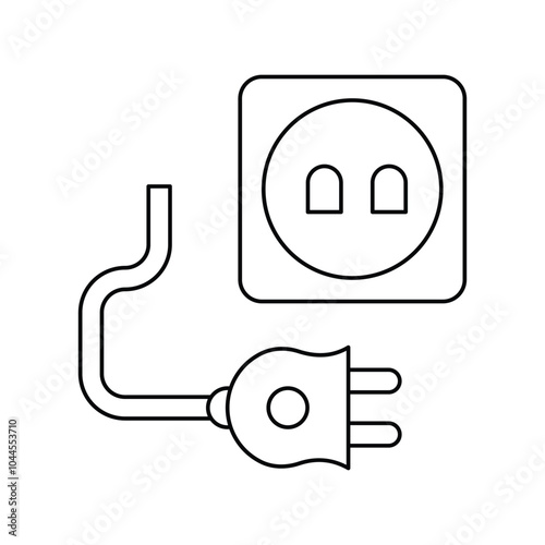 Power Switch line icon with white background vector stock illustration