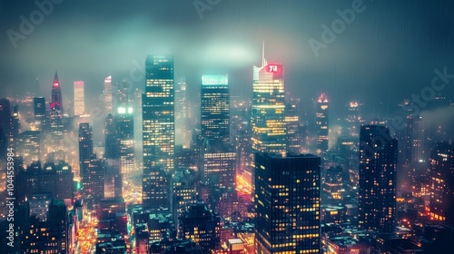 Wallpaper Mural Skyscrapers glow in a vibrant cityscape Torontodigital.ca