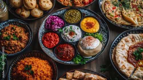 Vibrant Middle Eastern Dishes in Natural Lighting