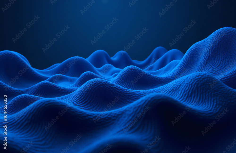 Obraz premium Digital terrain waves with particles, blue tech background