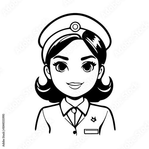 vector illustration of a cute woman officer