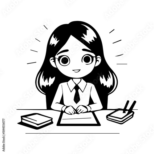 vector illustration of a cute business girl