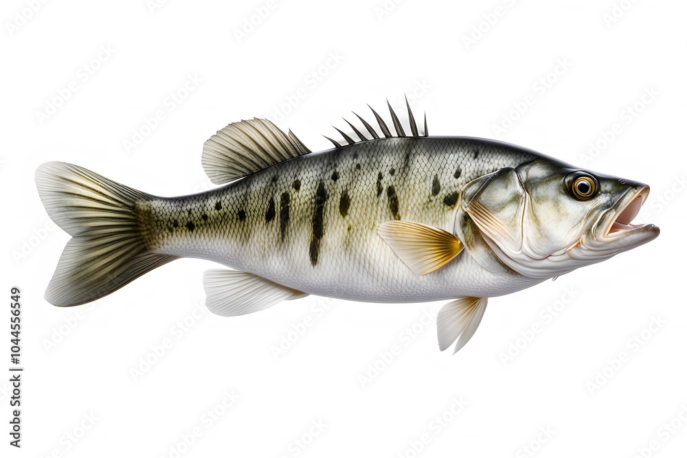 Bass fish on white background, Ai Generated Bass fish on white background, Ai Generated