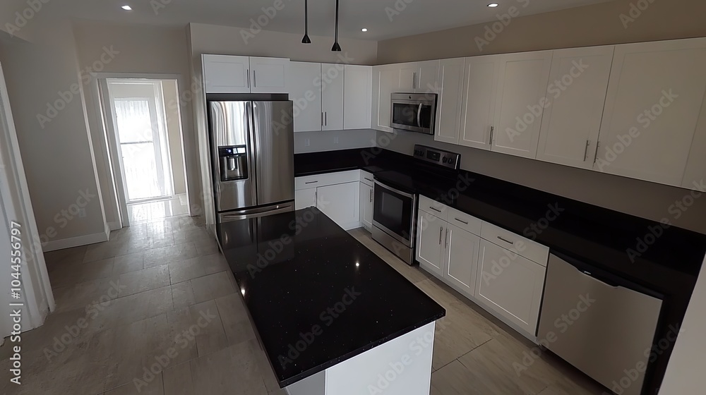 Fototapeta premium Modern Kitchen with Sleek Design and Ample Light
