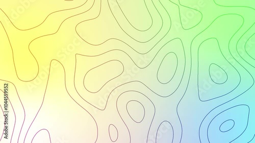 Abstract animated outline topographic contour map. Moving waves on gradient background