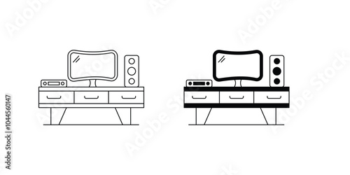 Home Cinema set icon with white background vector stock illustration