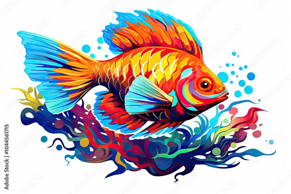 Fish illustration isolated white background