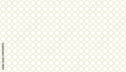 Golden Lattice: Symmetry in Floral Geometry.  intricate, repetitive pattern and the delicate use of gold lines to create a floral-like design. Luxurious white and gold seamless geometric pattern. 
