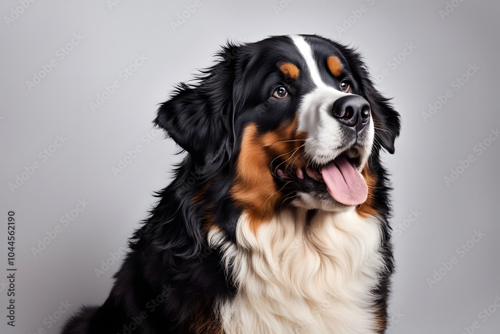 Bernese shepherd dog on white background, Ai Generated Bernese shepherd dog on white background, Ai Generated
