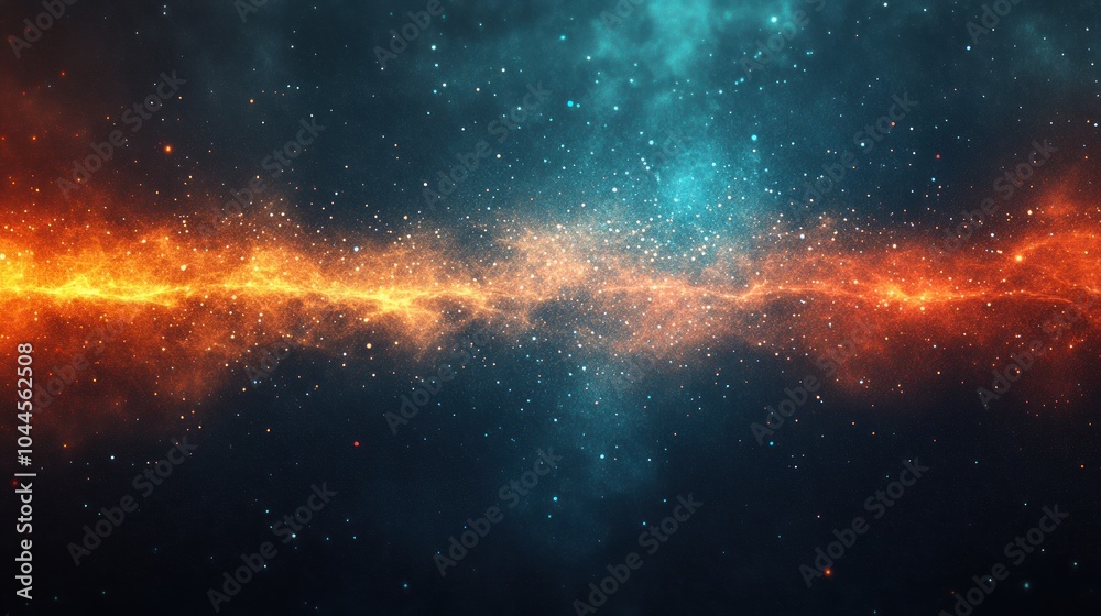 Fototapeta premium A vibrant cosmic scene depicting swirling colors and stars in a vast galaxy.
