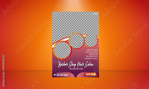 Barber shop hair salon social media post template. Barber shop promotion ad social media. beauty spa business web banner template