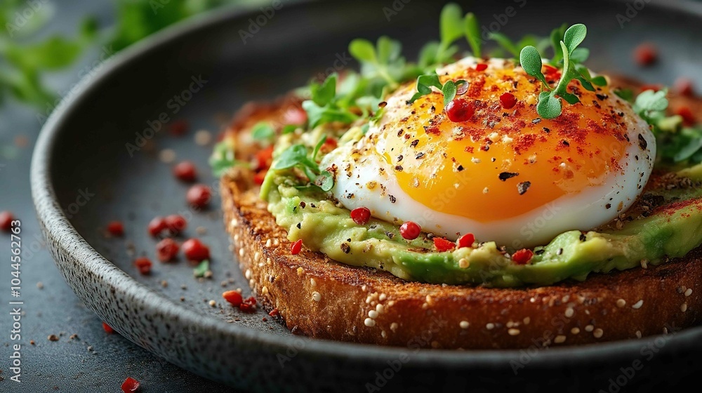 Crispy avocado toast with poached eggs Crispy avocado toast with poached eggs