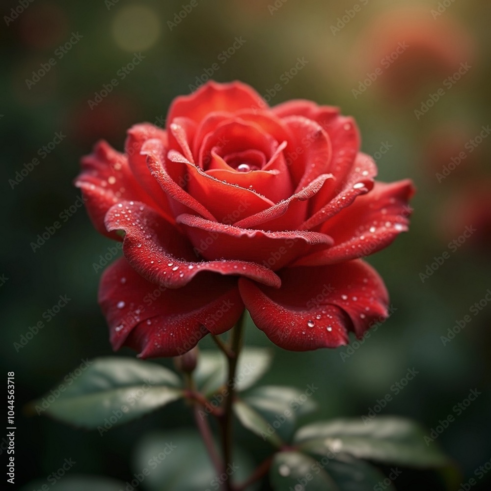 Radiant Red Rose with Dew Drops Radiant Red Rose with Dew Drops