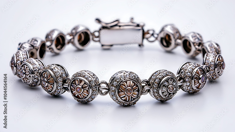 Obraz premium Diamond and Opal Bracelet with Silver Clasp