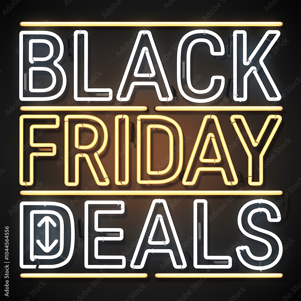 Black Friday Deals Neon Sign with Yellow and White Lights Black Friday Deals Neon Sign with Yellow and White Lights