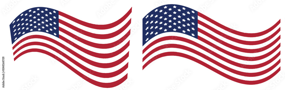 National flag of USA isolated on white background. Waving US flag. Vector illustration National flag of USA isolated on white background. Waving US flag. Vector illustration