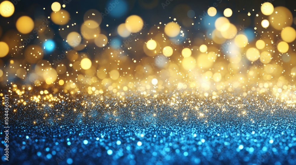 A vibrant blue and gold background filled with shimmering sparkles, perfect for celebratory or luxurious design projects A vibrant blue and gold background filled with shimmering sparkles, perfect for celebratory or luxurious design projects