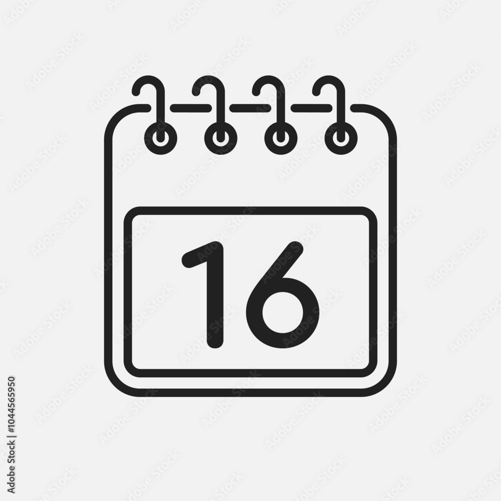 Vector icon page calendar - day 16 Vector icon page calendar - day 16