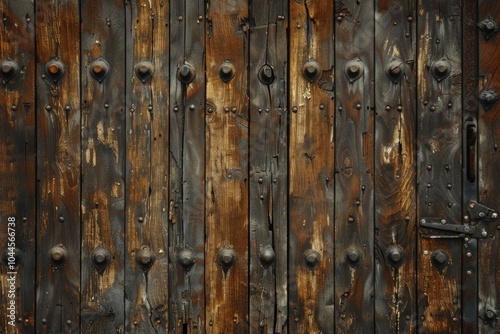 wood wall with rusty metal and nail texture background brown plank wooden wall background