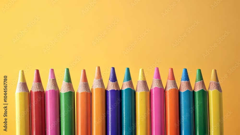 A vibrant collection of colored pencils arranged neatly A vibrant collection of colored pencils arranged neatly