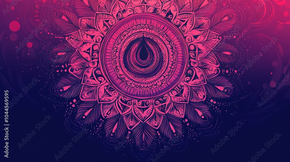 A mandala with layers of peacock feather motifs arranged in a circular pattern, combined with intricate line details to form a symmetrical design. A mandala with layers of peacock feather motifs arranged in a circular pattern, combined with intricate line details to form a symmetrical design.