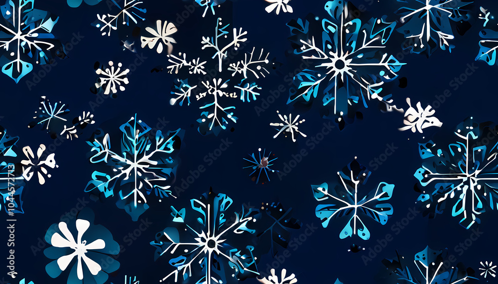 Blue background with dark blue snowflakes, dark color palette, dark blue gradient background Blue background with dark blue snowflakes, dark color palette, dark blue gradient background