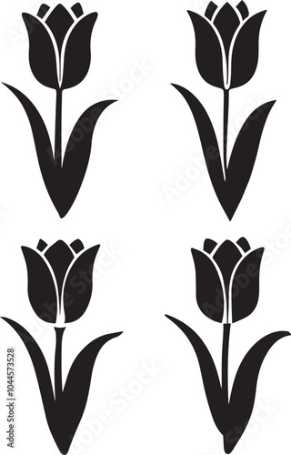 Minimalist Tulip Flower Silhouette Vector Design