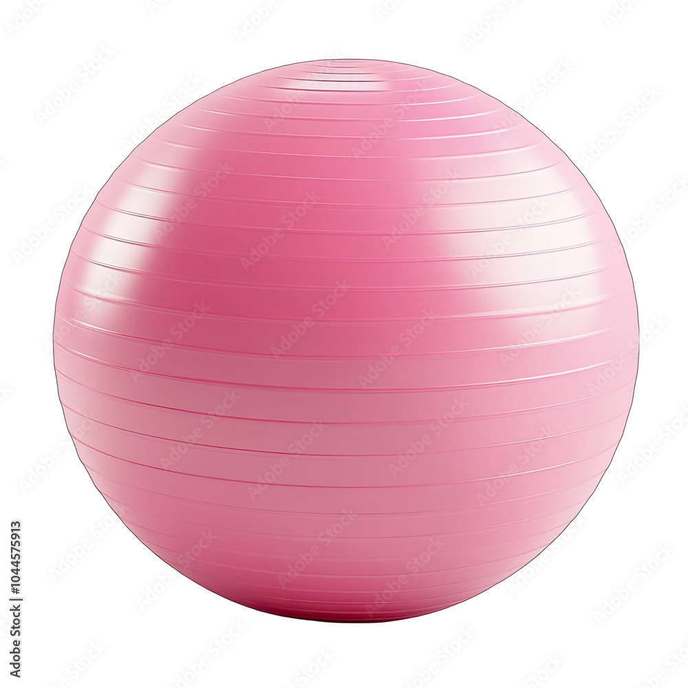 Pink exercise ball, perfect for fitness and workout routines, white isolate background. Pink exercise ball, perfect for fitness and workout routines, white isolate background.