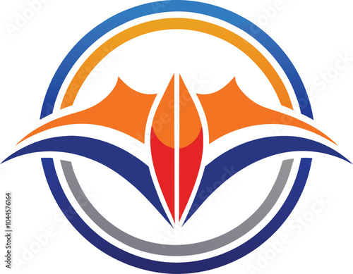 Abstract Winged Logo: A modern and dynamic logo featuring a stylized wing design encased within a circular frame, conveying a sense of speed, power, and innovation.  
